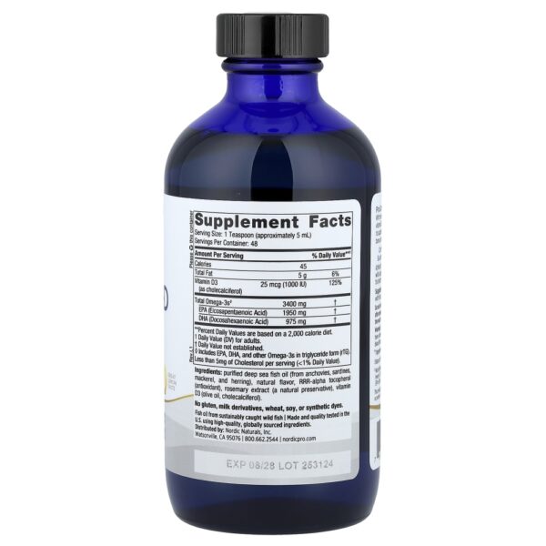 Nordic Naturals - Suplemento de Ômega-3 Líquido com Vitamina D3 ProOmega-D Xtra Limão 237 ml