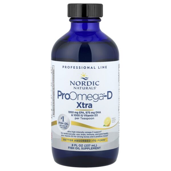 Nordic Naturals - Suplemento de Ômega-3 Líquido com Vitamina D3 ProOmega-D Xtra Limão 237 ml