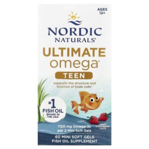 Nordic Naturals - Suplemento de Ômega-3 para Adolescentes Ultimate Omega Morango 60 Softgels