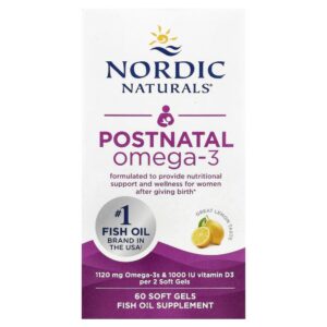 Nordic Naturals - Suplemento de Ômega-3 Pós-Natal Postnatal Omega-3 Limão 60 Softgels
