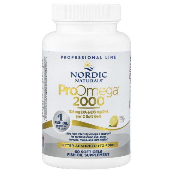 Nordic Naturals - Suplemento de Ômega-3 Profissional ProOmega 2000 Limão 60 Softgels
