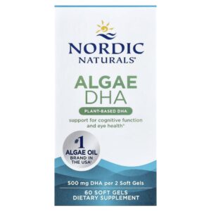 Nordic Naturals - Suplemento de Ômega-3 Vegetal Algae DHA 60 Softgels Vegetais