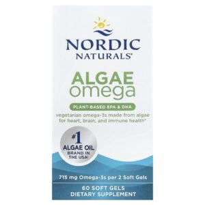 Nordic Naturals - Suplemento de Ômega-3 Vegetal Algae Omega 60 Softgels Vegetais