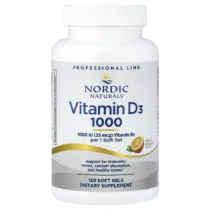 Nordic Naturals - Suplemento de Vitamina D3 1000 UI Sabor Laranja 120 Softgels