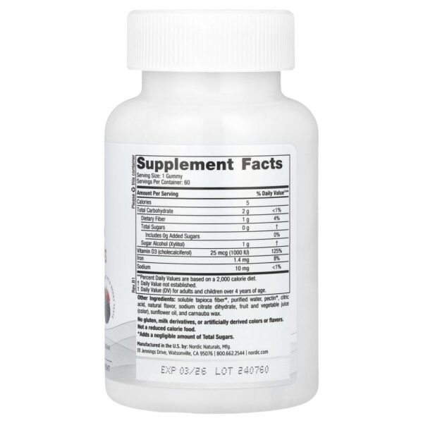Nordic Naturals - Suplemento de Vitamina D3 1000 UI Sport Frutos Silvestres 60 Gomas
