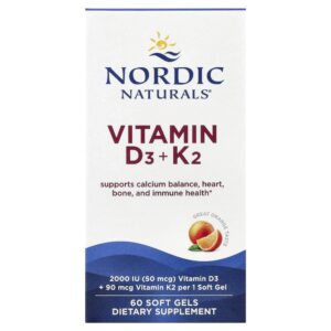Nordic Naturals - Suplemento de Vitamina D3 e K2 Sabor Laranja 60 Softgels