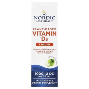 Nordic Naturals - Suplemento de Vitamina D3 Líquida Vegetal 1000 UI Maçã 30 ml