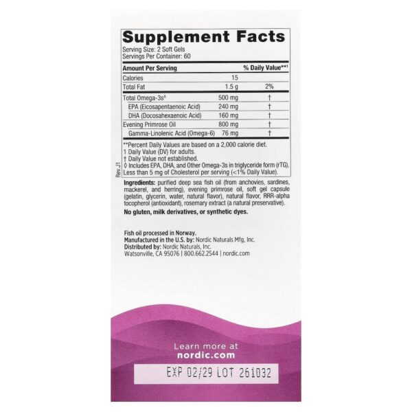 Nordic Naturals - Suplemento Ômega Mulher com Óleo de Prímula 120 Softgels