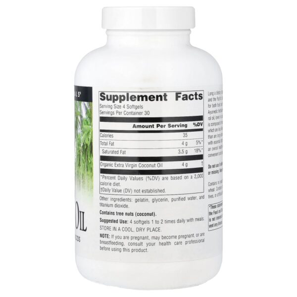 Óleo de Coco Extravirgem 120 Softgels - Source Naturals