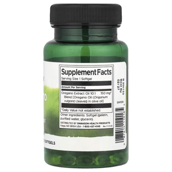 Óleo de Orégano 150mg 120 Softgels - Swanson