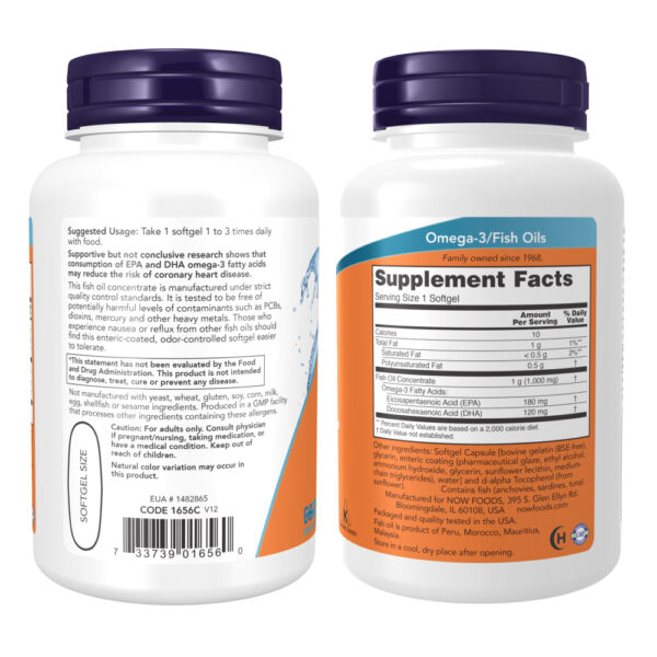 Ômega-3 Fish Oil Resvestimento Entérico 90 Softgels - Now Foods