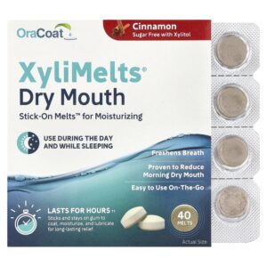 OraCoat - Discos Adesivos Orais para Boca Seca XyliMelts Canela 40 Unidades