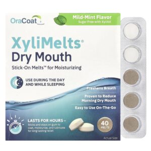 OraCoat - Discos Adesivos Orais para Boca Seca XyliMelts Menta Suave 40 Unidades