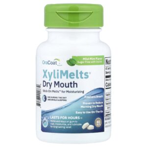 OraCoat - Discos Adesivos Orais para Boca Seca XyliMelts Menta Suave 80 Unidades