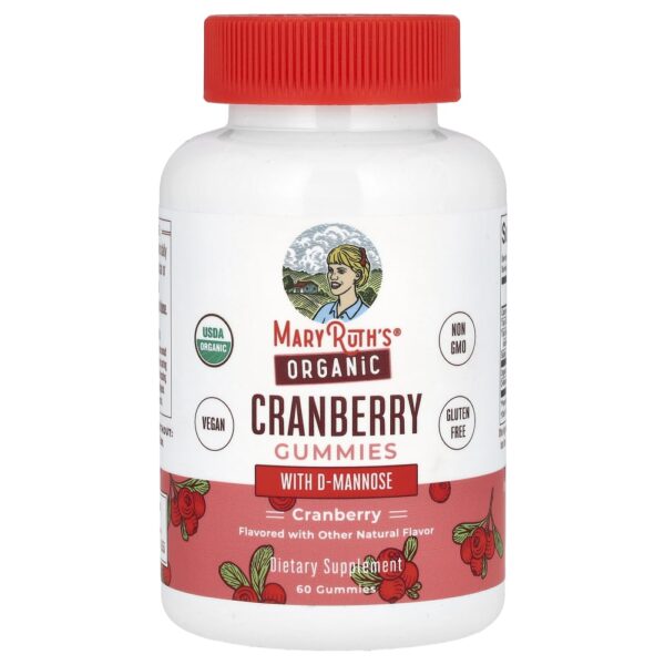 Orgânico Gomas de Cranberry com Dextromanose 60 Gomas - MaryRuth's