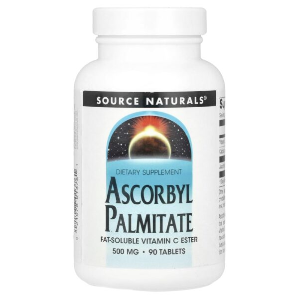 Palmitato de Ascorbila Vitamina C 500 mg 90 Comprimidos - Source Naturals