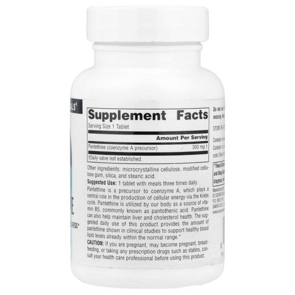 Pantetina Vitamina B5 Ativa 300 mg 90 Comprimidos - Source Naturals