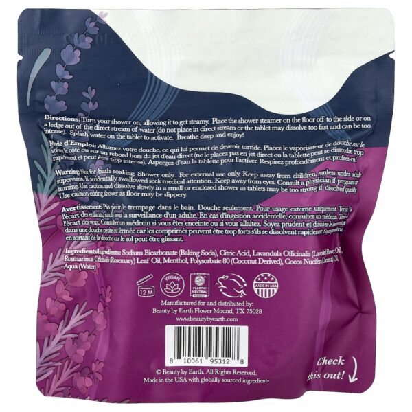 Pastilhas para Banho a Vapor Lavanda e Alecrim Chill 7 Unidades 198 g - Beauty By Earth