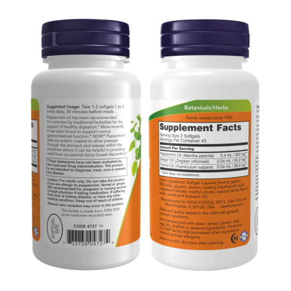 Peppermint Gels (Hortelã-pimenta) 90 Softgles - Now Foods