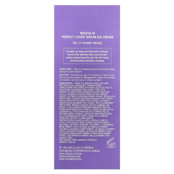 Perfect Cover Sérum BB Cream Nº 27 Bege Mel 35 ml - Missha