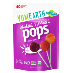 Pirulitos de Vitamina C Orgânica Sabores Sortidos 40 Pirulitos Embalados Individualmente 248 g - YumEarth