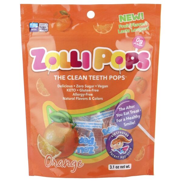 Pirulitos para Dentes Limpos Laranja 88 g - Zollipops