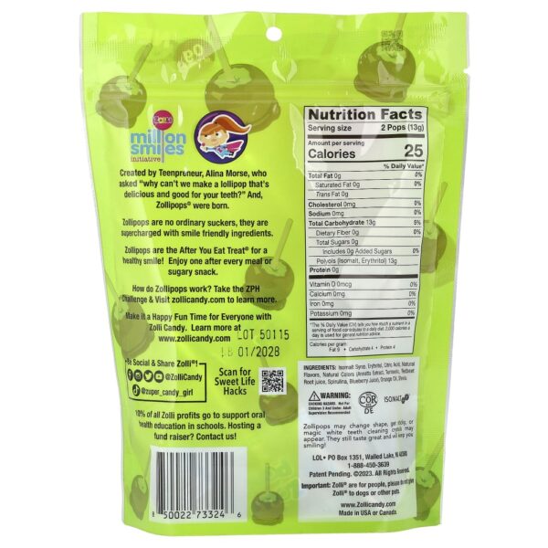 pirulitos-para-dentes-limpos-maca-verde-caramelo-aprox-23-25-pops-147-g-zollipop-fa21e89pc1.jpg Pirulitos para Dentes Limpos Maçã Verde Caramelo Aprox. 23-25 Pops 147 g - Zollipops