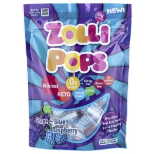 Pirulitos para Dentes Limpos Uva + Framboesa Azul Aprox. 23 a 25 pirulitos 147 g - Zollipops