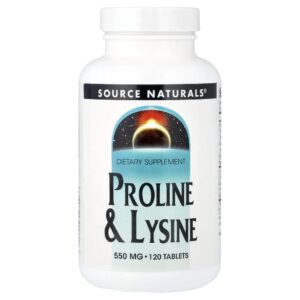 Prolina e Lisina 120 Comprimidos - Source Naturals