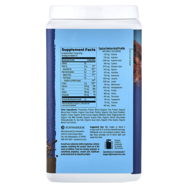 Proteína e Creatina Chocolate 1,025 kg - Sunwarrior