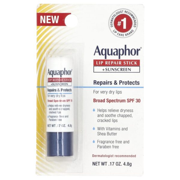 Protetor e Reparador Labial em Bastão FPS 30 Sem Perfume 4.8 g - Aquaphor