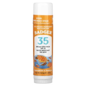 Protetor Solar Infantil Mineral em Bastão FPS 35 Tangerina e Baunilha 18.4 g - Badger