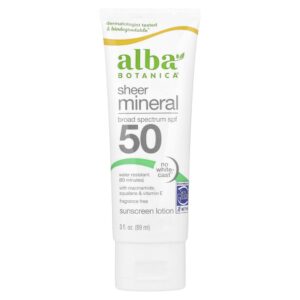 Protetor Solar Mineral Sheer Mineral FPS 50 Sem Perfume 89 ml - Alba Botanica