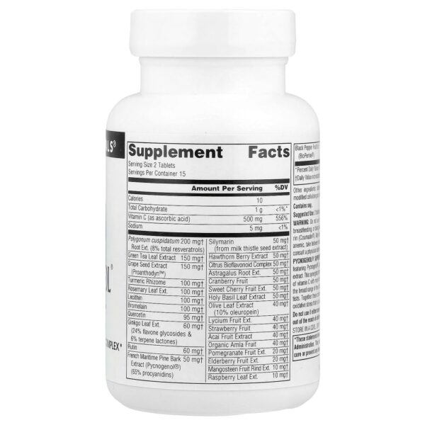 Pycnogenol Supreme Extrato de Casca de Pinho 30 Comprimidos - Source Naturals