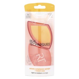 Real Techniques - Esponja de Maquiagem Miracle Complexion Sponge com Estojo de Viagem 2 Peças