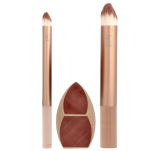 Real Techniques - Kit Esponja Makeupsaver e Trio de Pincéis Faciais 3 Peças