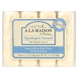 Sabonete em Barra Hipoalergênico Sem Perfume 4 Barras de 100 g - A La Maison de Provence