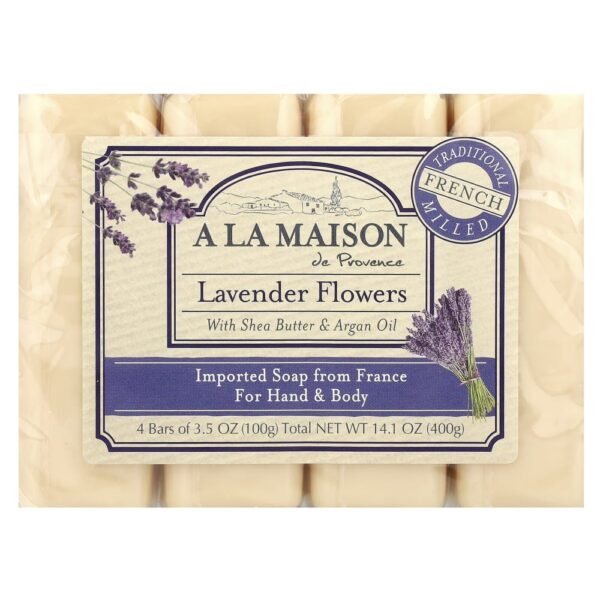 Sabonete em Barra para Mãos e Corpo Flores de Lavanda 4 Barras de 100 g - A La Maison de Provence