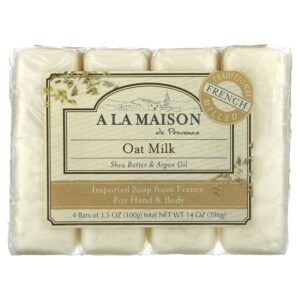 Sabonete em Barra para Mãos e Corpo Leite de Aveia 4 Barras de 100 g - A La Maison de Provence