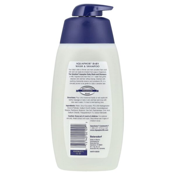 Sabonete Líquido e Shampoo Infantil Sem Perfume Baby Wash 500 ml - Aquaphor