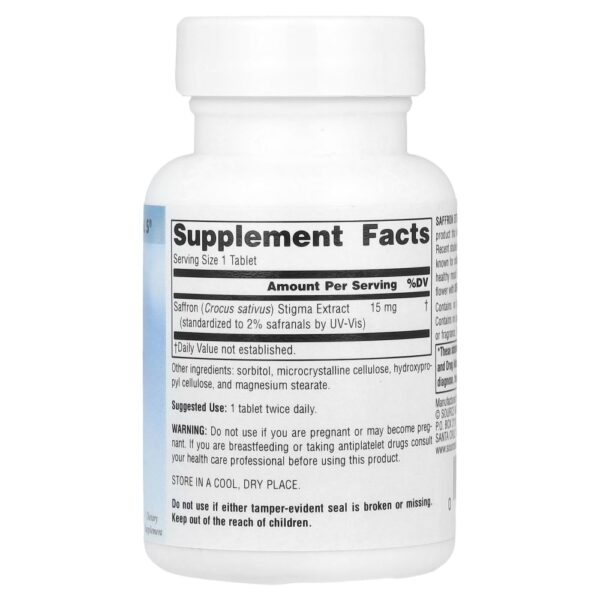 Serene Science Extrato de Açafrão 15 mg 60 Comprimidos - Source Naturals