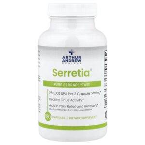Serretia Serrapeptase Pura 125000 SPUs 180 Cápsulas - Arthur Andrew Medical
