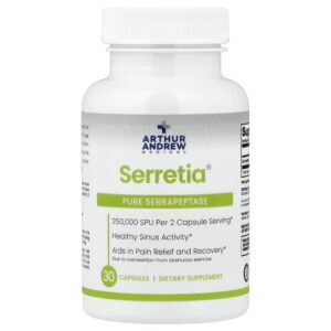 Serretia Serrapeptase Pura 125000 SPUs 30 Cápsulas - Arthur Andrew Medical
