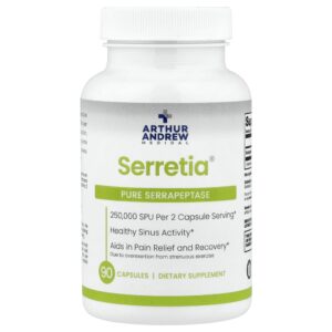 Serretia Serrapeptase Pura 125000 SPUs 90 Cápsulas - Arthur Andrew Medical