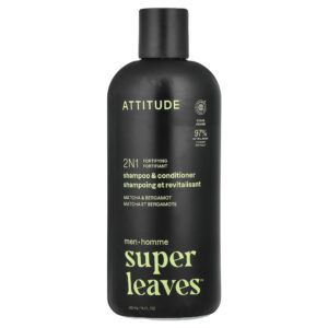 Shampoo e Condicionador Masculino 2 em 1 Super Leaves Matcha e Bergamota 415 ml - ATTITUDE