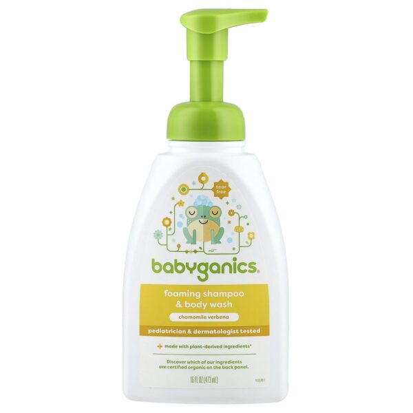 Shampoo e Sabonete Corporal Infantil em Espuma Camomila e Verbena 473 ml - BabyGanics
