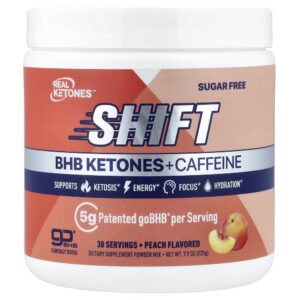 Shift Mistura de BHB Cetonas + Cafeína em Pó Pêssego 225 g - Real Ketones