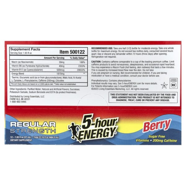Shot Energético Líquido Sabor Frutas Silvestres 12 Frascos 57 ml - 5-hour Energy