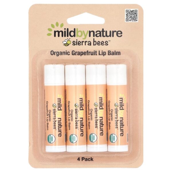 Sierra Bees(TM) Balms Labiais Orgânicos Toranja Embalagem com 4 Unidades 4,25 g Cada - Mild By Nature