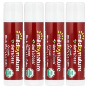 Sierra Bees(TM) Bálsamos Labiais Orgânicos Cereja Negra 4 Unidades 4,25 g Cada - Mild By Nature